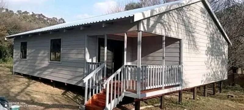 Nutec cabin under construction elevated on stilts