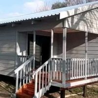 Nutec cabin under construction elevated on stilts
